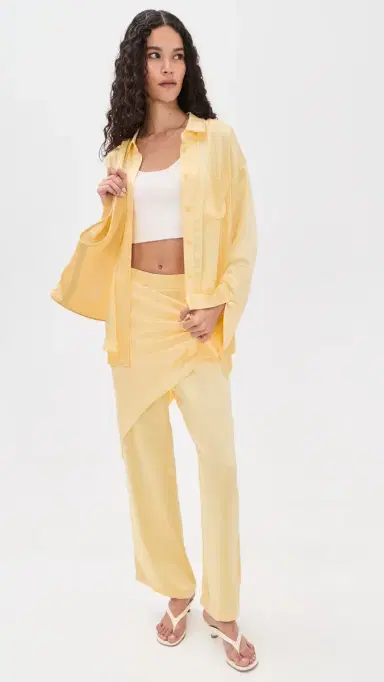 4th & Reckless Corbie Button Down Shirt Lemon L | Thumbnail 5