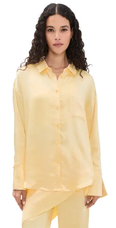 4th & Reckless Corbie Button Down Shirt Lemon L | Thumbnail 1