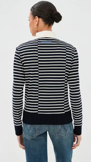 Wales Bonner Reflect Polo Top Navy/Ivory | Thumbnail 3 Wales Bonner Reflect Polo Top Navy/Ivory | Thumbnail 3
