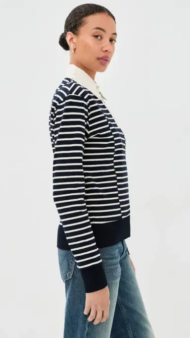 Wales Bonner Reflect Polo Top Navy/Ivory | Thumbnail 4 Wales Bonner Reflect Polo Top Navy/Ivory | Thumbnail 4