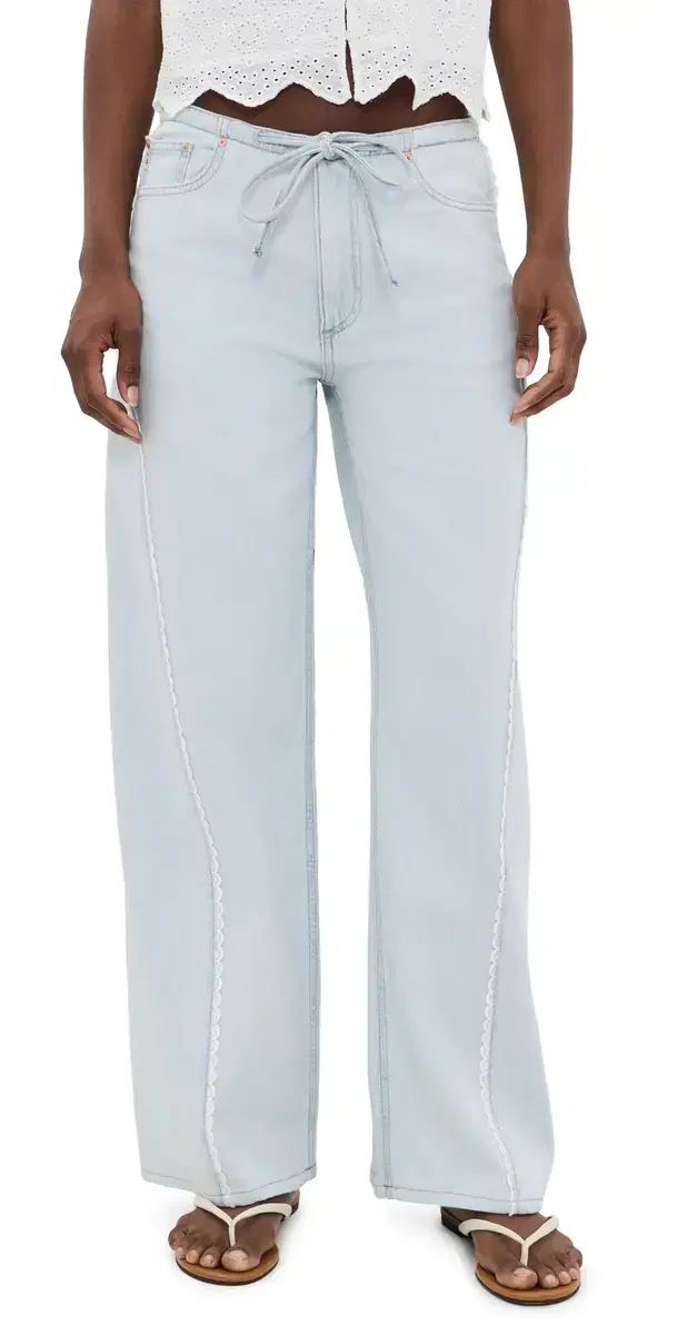 Sienna Low Slung Wide Leg Relaxed Jeans Saltstone Lace (DL Aura)