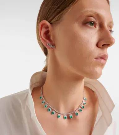 Kamyen 18kt white gold and enamel choker with emeralds and diamonds | Thumbnail 2