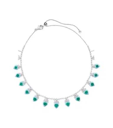 Kamyen 18kt white gold and enamel choker with emeralds and diamonds | Thumbnail 1