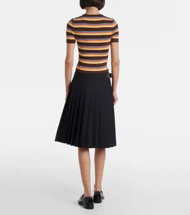 Prada Striped ribbed-knit cotton T-shirt | Thumbnail 3