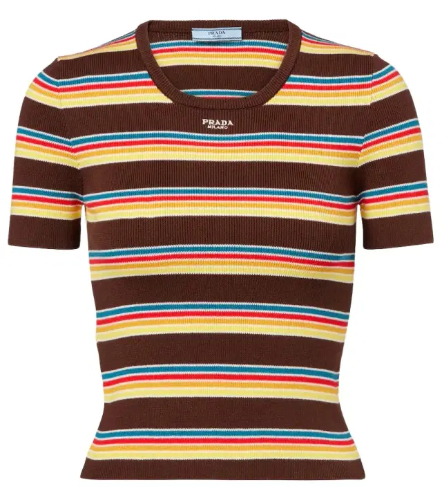 Striped ribbed-knit cotton T-shirt Striped ribbed-knit cotton T-shirt