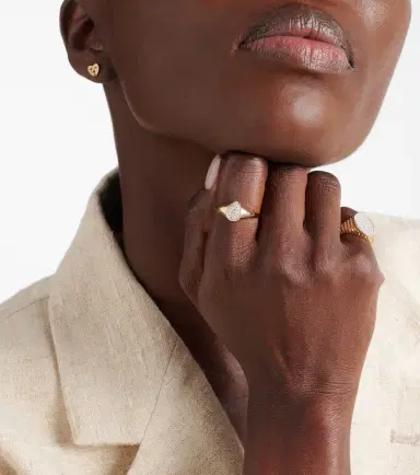 Yvonne Léon Yvonne Léon Chevalière Baby set of 2 9kt gold rings with diamonds | Thumbnail 2 Yvonne Léon Yvonne Léon Chevalière Baby set of 2 9kt gold rings with diamonds | Thumbnail 2