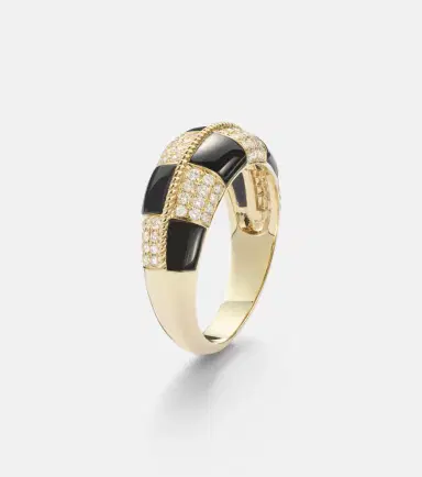 Yvonne Leon Yvonne Léon Alliance Damier 9kt gold ring with diamonds and onyx | Thumbnail 2