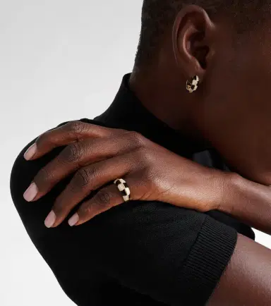 Yvonne Leon Yvonne Léon Alliance Damier 9kt gold ring with diamonds and onyx | Thumbnail 4