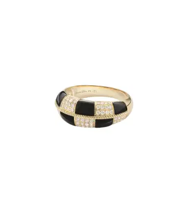 Yvonne Leon Yvonne Léon Alliance Damier 9kt gold ring with diamonds and onyx | Thumbnail 1