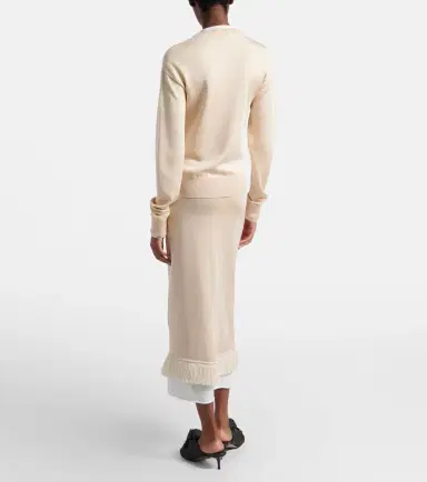 Bottega Veneta Layered knitted silk midi skirt | Thumbnail 2