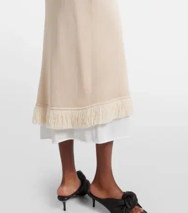 Bottega Veneta Layered knitted silk midi skirt | Thumbnail 4