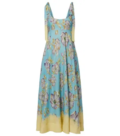 ALÉMAIS Alémais Jerry floral linen midi dress | Thumbnail 1 ALÉMAIS Alémais Jerry floral linen midi dress | Thumbnail 1