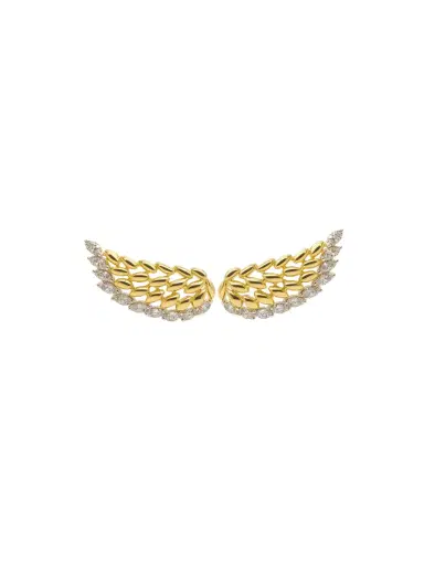 Wish Fine Jewelry 0.56ct Diamond 18K Gold Gold Wing Climber Earrings | Thumbnail 1