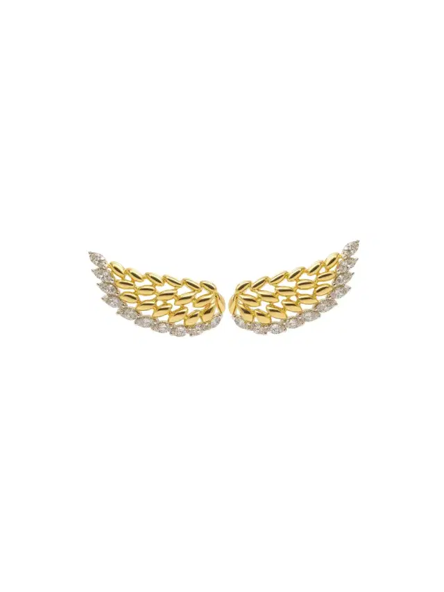 Wish Fine Jewelry 0.56ct Diamond 18K Gold Gold Wing Climber Earrings