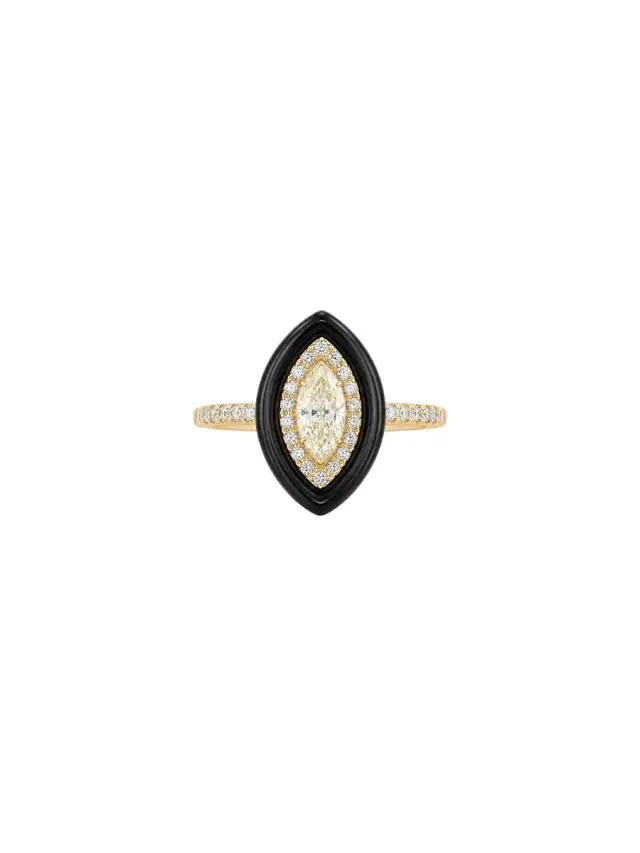 Wish Fine Jewelry 2.79ct Diamond Agate 18K Gold Marquise Ring