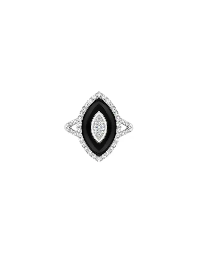 Wish Fine Jewelry 3.27ct Diamond Agate 18K Gold Marquise Ring