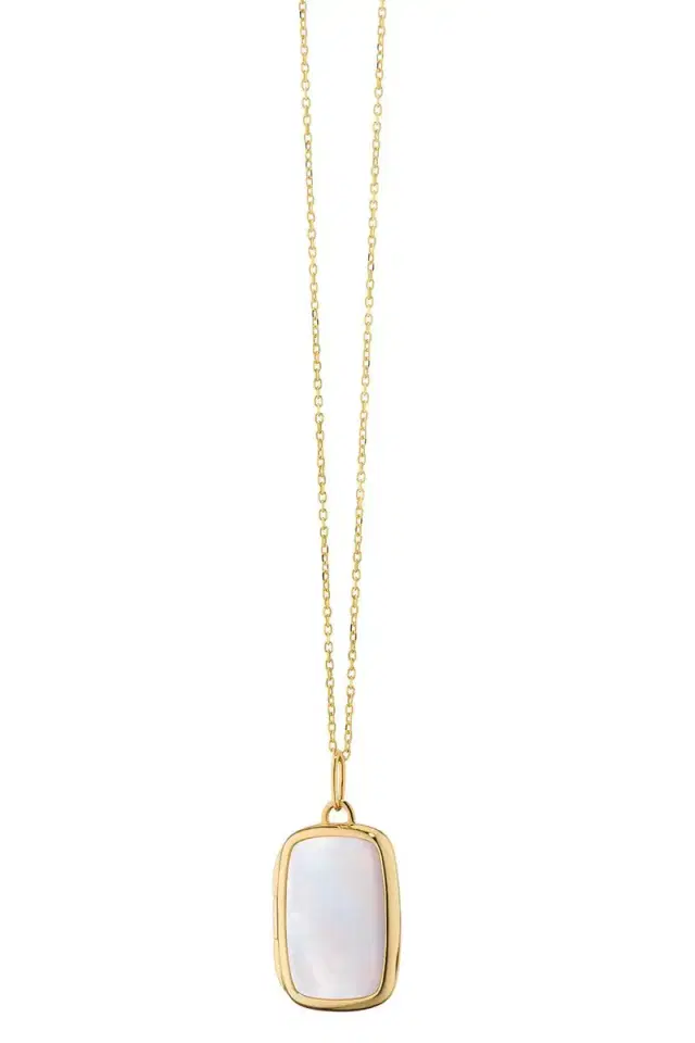 MONICA RICH KOSANN Pearl Double Sided Slim Britt Locket Necklace