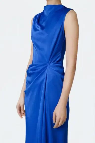 Lapointe Lightweight Satin Sleeveless Gown With Tucks | Thumbnail 3 Lapointe Lightweight Satin Sleeveless Gown With Tucks | Thumbnail 3