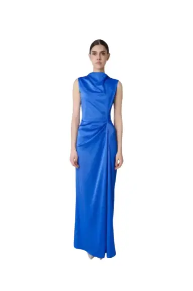 Lapointe Lightweight Satin Sleeveless Gown With Tucks | Thumbnail 1 Lapointe Lightweight Satin Sleeveless Gown With Tucks | Thumbnail 1