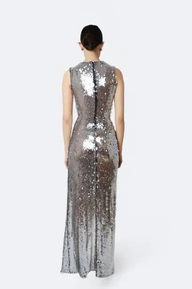 Lapointe Mesh Sequin Sleeveless Gown With Sash | Thumbnail 2