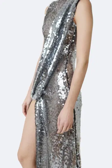 Lapointe Mesh Sequin Sleeveless Gown With Sash | Thumbnail 3