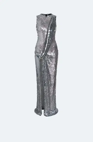 Lapointe Mesh Sequin Sleeveless Gown With Sash | Thumbnail 5
