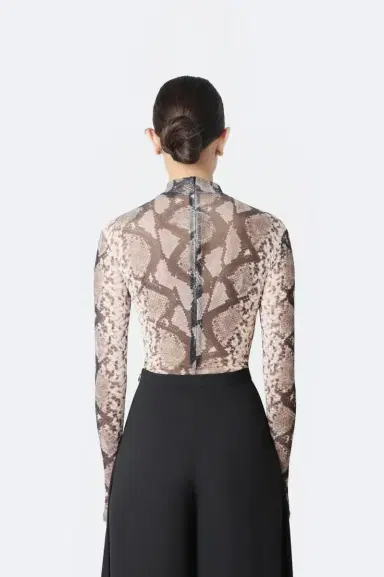 Lapointe Printed Mesh Mock Neck Bodysuit | Thumbnail 2