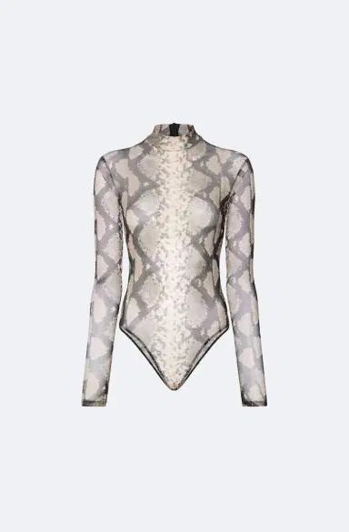 Lapointe Printed Mesh Mock Neck Bodysuit | Thumbnail 7