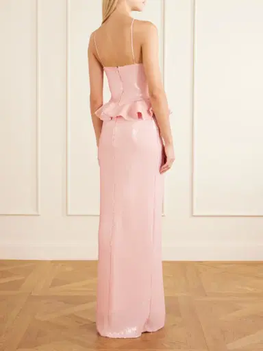 Rodarte Floral-appliquéd Ruffled Sequined Mesh Halterneck Gown | Thumbnail 3