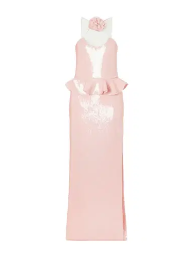 Rodarte Floral-appliquéd Ruffled Sequined Mesh Halterneck Gown | Thumbnail 1