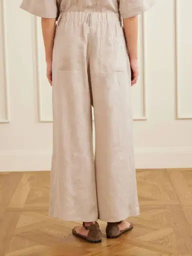 Brunello Cucinelli Linen Wide-leg Drawstring Pants | Thumbnail 4 Brunello Cucinelli Linen Wide-leg Drawstring Pants | Thumbnail 4