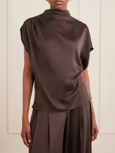 TWP Wish You Would Draped Silk-blend Charmeuse Blouse | Thumbnail 3 TWP Wish You Would Draped Silk-blend Charmeuse Blouse | Thumbnail 3