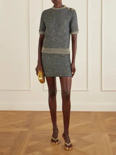 Balmain Embroidered Metallic Tweed Mini Skirt | Thumbnail 2 Balmain Embroidered Metallic Tweed Mini Skirt | Thumbnail 2