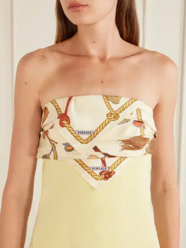 Versace Strapless Printed Twill-trimmed Silk-crepe Mini Dress | Thumbnail 4 Versace Strapless Printed Twill-trimmed Silk-crepe Mini Dress | Thumbnail 4