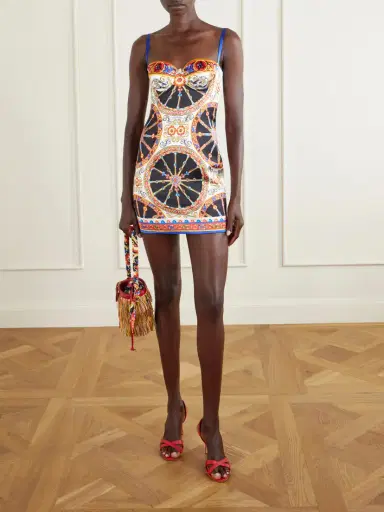 Dolce & Gabbana Caretto-print Satin Mini Dress | Thumbnail 2 Dolce & Gabbana Caretto-print Satin Mini Dress | Thumbnail 2