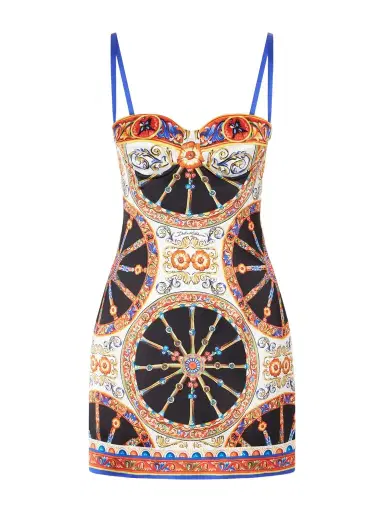 Dolce & Gabbana Caretto-print Satin Mini Dress | Thumbnail 1 Dolce & Gabbana Caretto-print Satin Mini Dress | Thumbnail 1