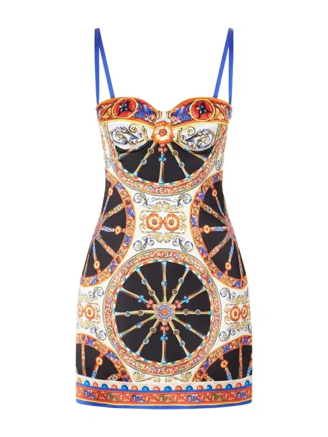 Dolce & Gabbana Caretto-print Satin Mini Dress