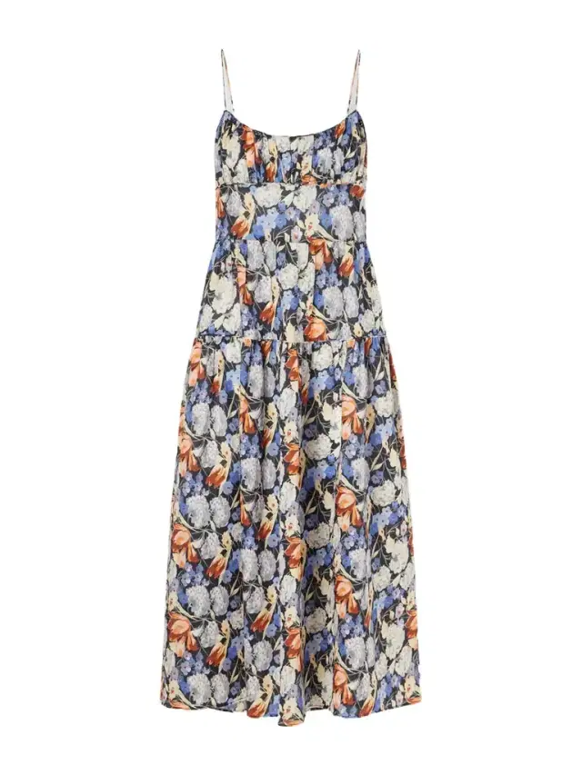 Benoit Tiered Gathered Floral-print Ramie Midi Dress