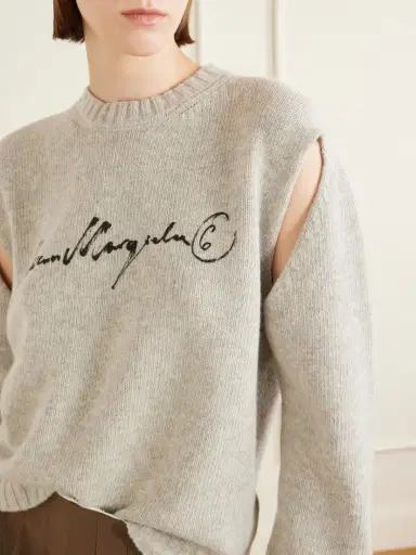 MM6 MAISON MARGIELA Logo-print Cut-out Wool-blend Sweater | Thumbnail 5 MM6 MAISON MARGIELA Logo-print Cut-out Wool-blend Sweater | Thumbnail 5