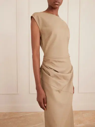 Proenza Schouler Katia Gathered Gabardine Midi Dress | Thumbnail 4 Proenza Schouler Katia Gathered Gabardine Midi Dress | Thumbnail 4