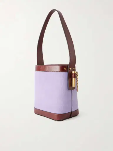 Versace Pivot Leather-trimmed Suede Bucket Bag | Thumbnail 4 Versace Pivot Leather-trimmed Suede Bucket Bag | Thumbnail 4