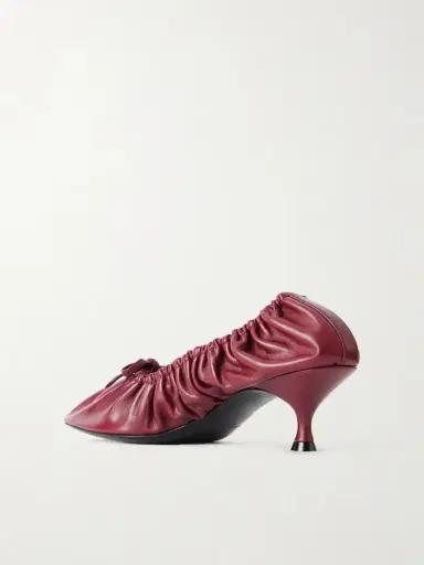 Herbert Levine Gather Around 55 Bow-detailed Gathered Leather Pumps | Thumbnail 3 Herbert Levine Gather Around 55 Bow-detailed Gathered Leather Pumps | Thumbnail 3