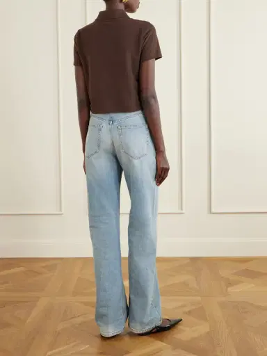 Saint Laurent Cassandre-embroidered Cropped Cotton-piqué Polo Shirt | Thumbnail 3 Saint Laurent Cassandre-embroidered Cropped Cotton-piqué Polo Shirt | Thumbnail 3