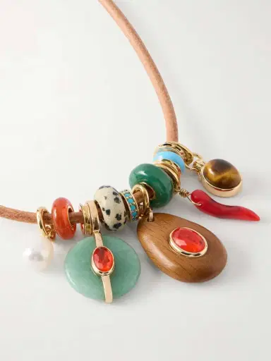Roxanne Assoulin The Leather Stone Gold-tone, Multi-stone And Leather Necklace | Thumbnail 4 Roxanne Assoulin The Leather Stone Gold-tone, Multi-stone And Leather Necklace | Thumbnail 4