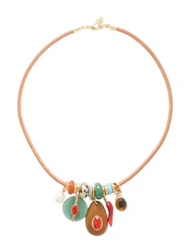 Roxanne Assoulin The Leather Stone Gold-tone, Multi-stone And Leather Necklace | Thumbnail 1 Roxanne Assoulin The Leather Stone Gold-tone, Multi-stone And Leather Necklace | Thumbnail 1