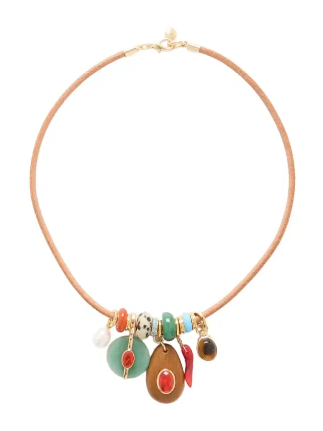 Roxanne Assoulin The Leather Stone Gold-tone, Multi-stone And Leather Necklace