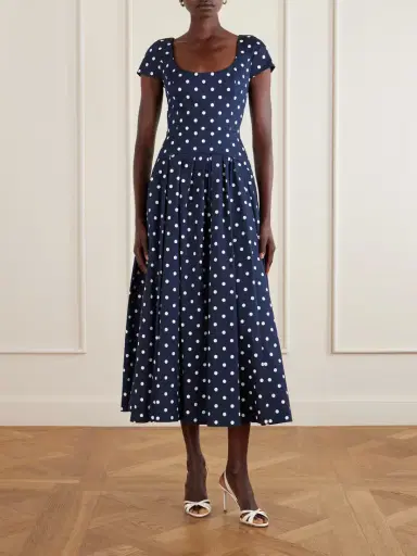 Carolina Herrera Polka-dot Cotton-blend Twill Midi Dress | Thumbnail 2