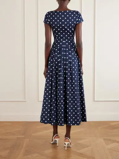 Carolina Herrera Polka-dot Cotton-blend Twill Midi Dress | Thumbnail 3