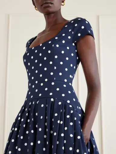 Carolina Herrera Polka-dot Cotton-blend Twill Midi Dress | Thumbnail 4