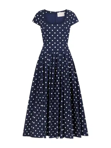 Carolina Herrera Polka-dot Cotton-blend Twill Midi Dress | Thumbnail 1